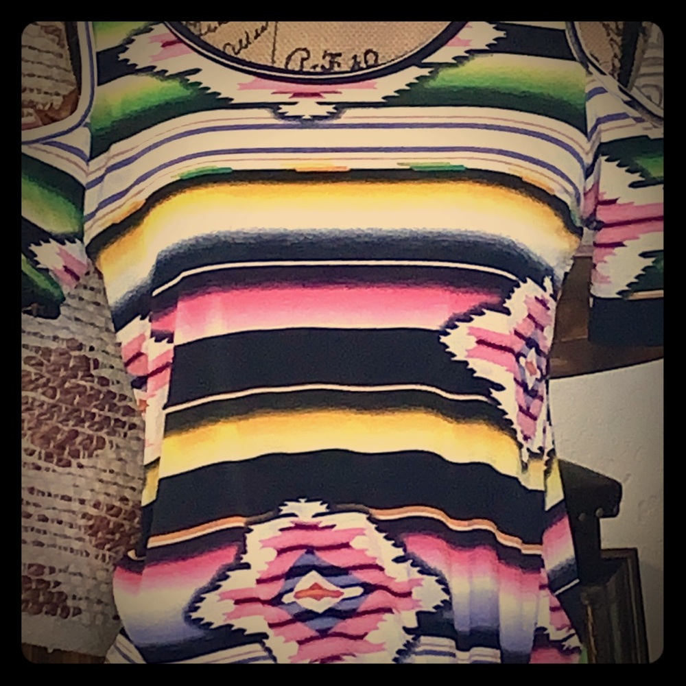 Sold! New! Aztec tie top w/shoulder cutouts.